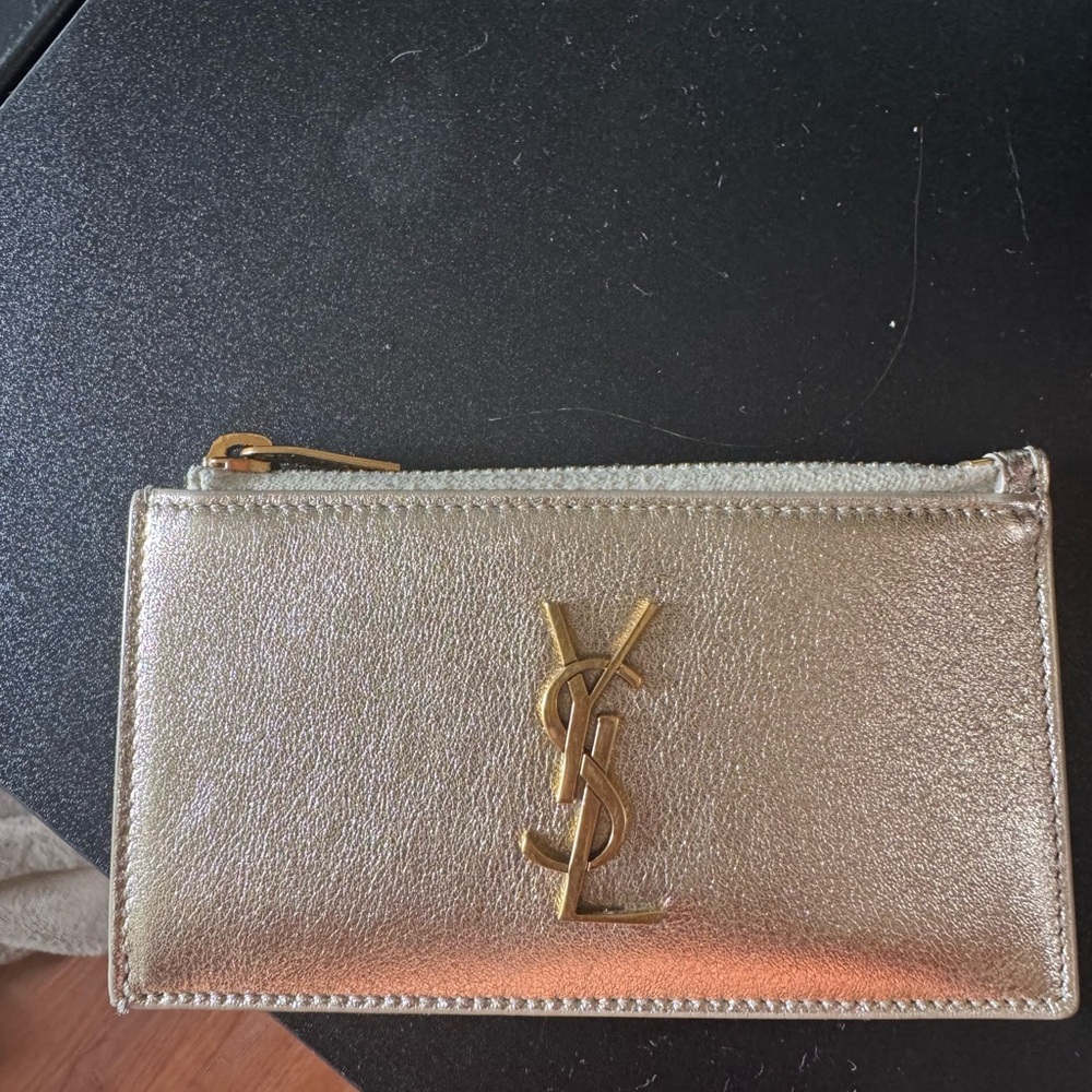 YSL Gold Leather Card Holder
